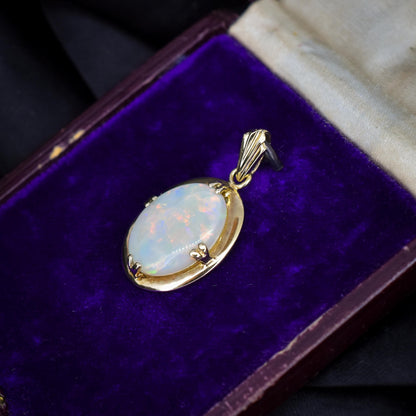 Vintage Natural Opal Gold Oval Pendant Charm