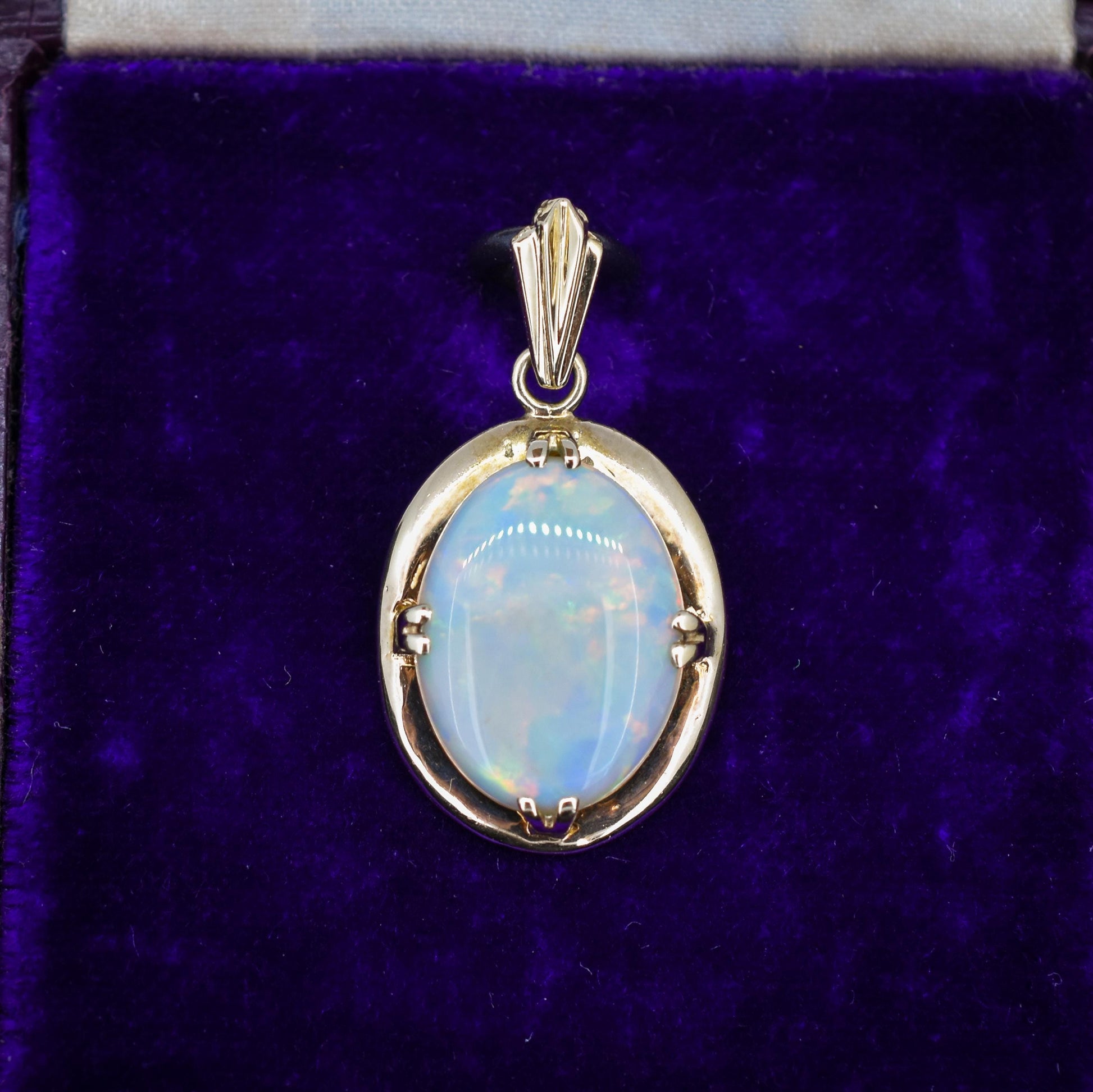 Vintage Natural Opal Gold Oval Pendant Charm
