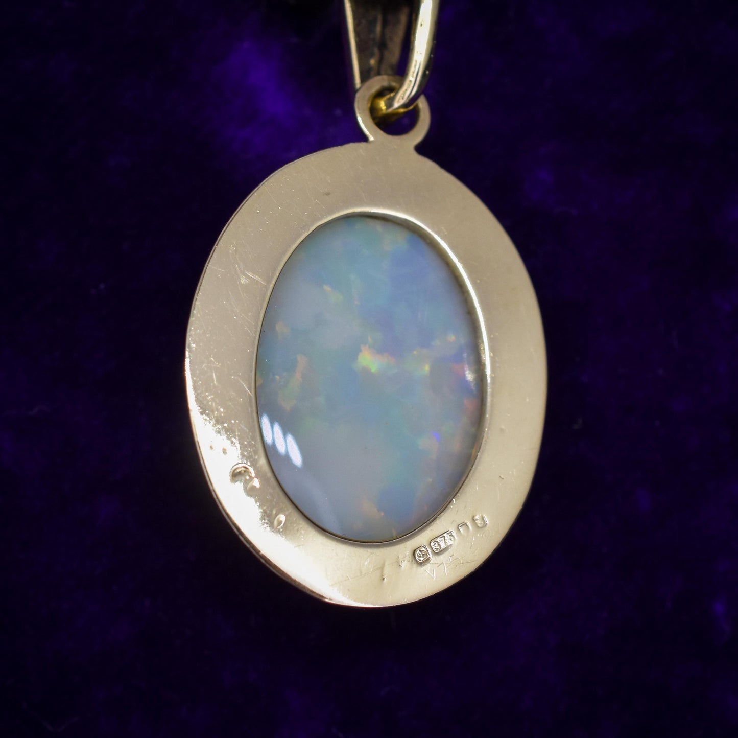 Vintage Natural Opal Gold Oval Pendant Charm