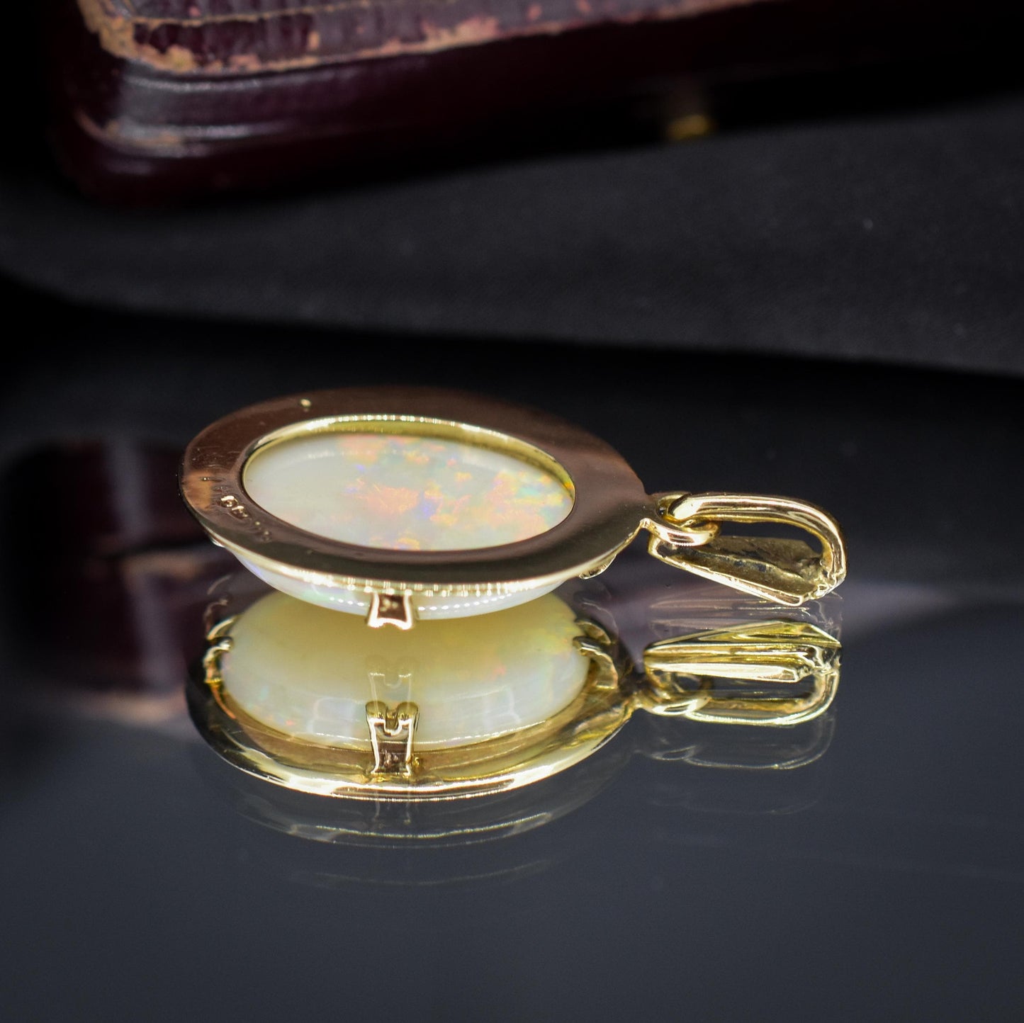 Vintage Natural Opal Gold Oval Pendant Charm