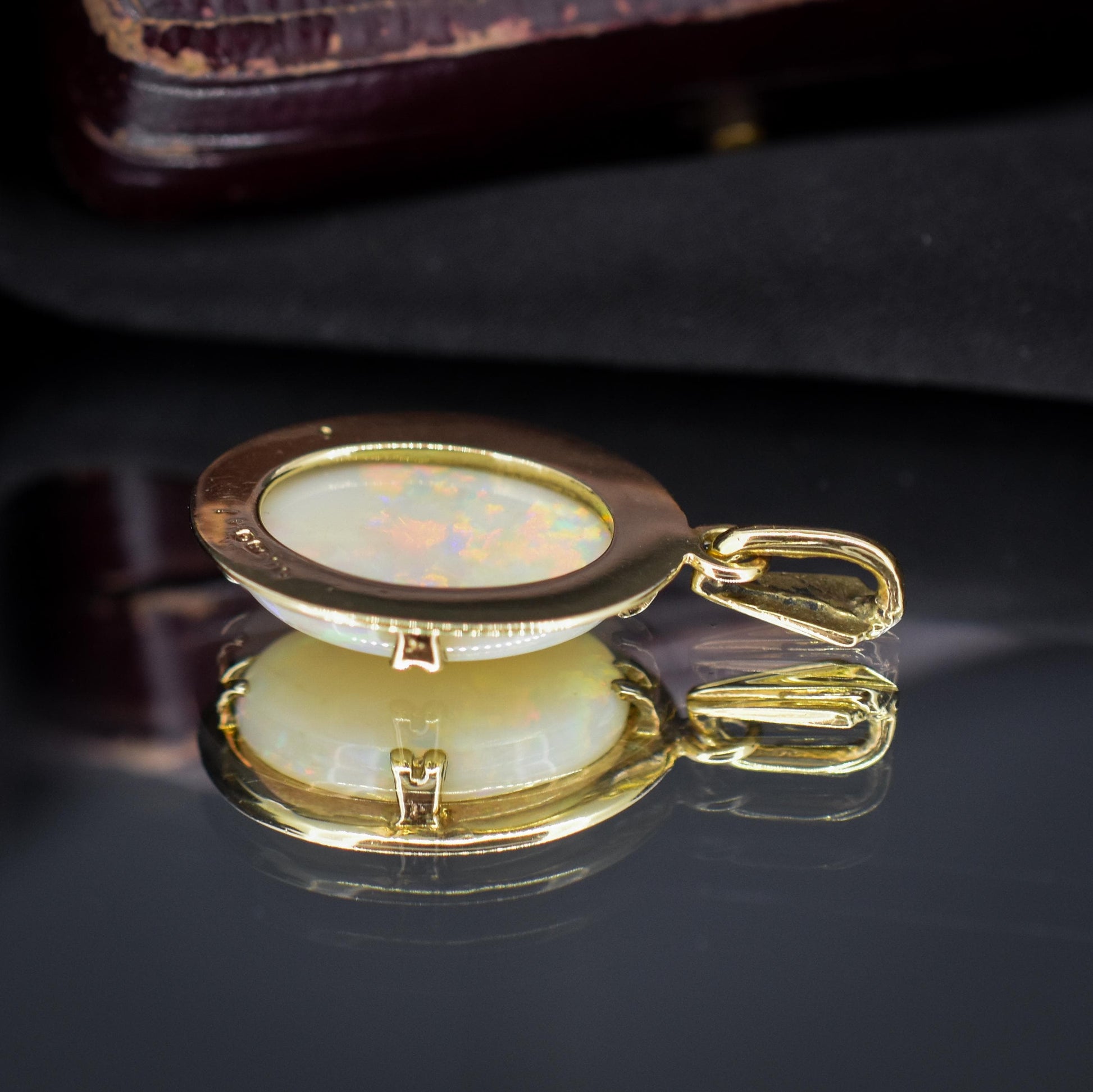 Vintage Natural Opal Gold Oval Pendant Charm