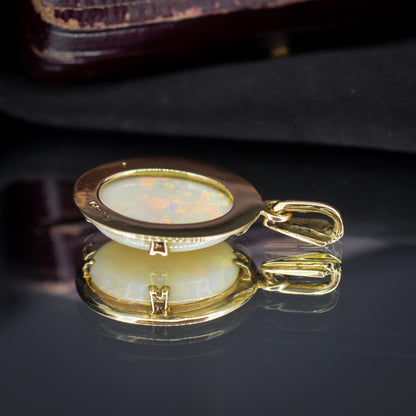 Vintage Natural Opal Gold Oval Pendant Charm