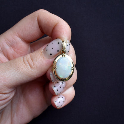 Vintage Natural Opal Gold Oval Pendant Charm