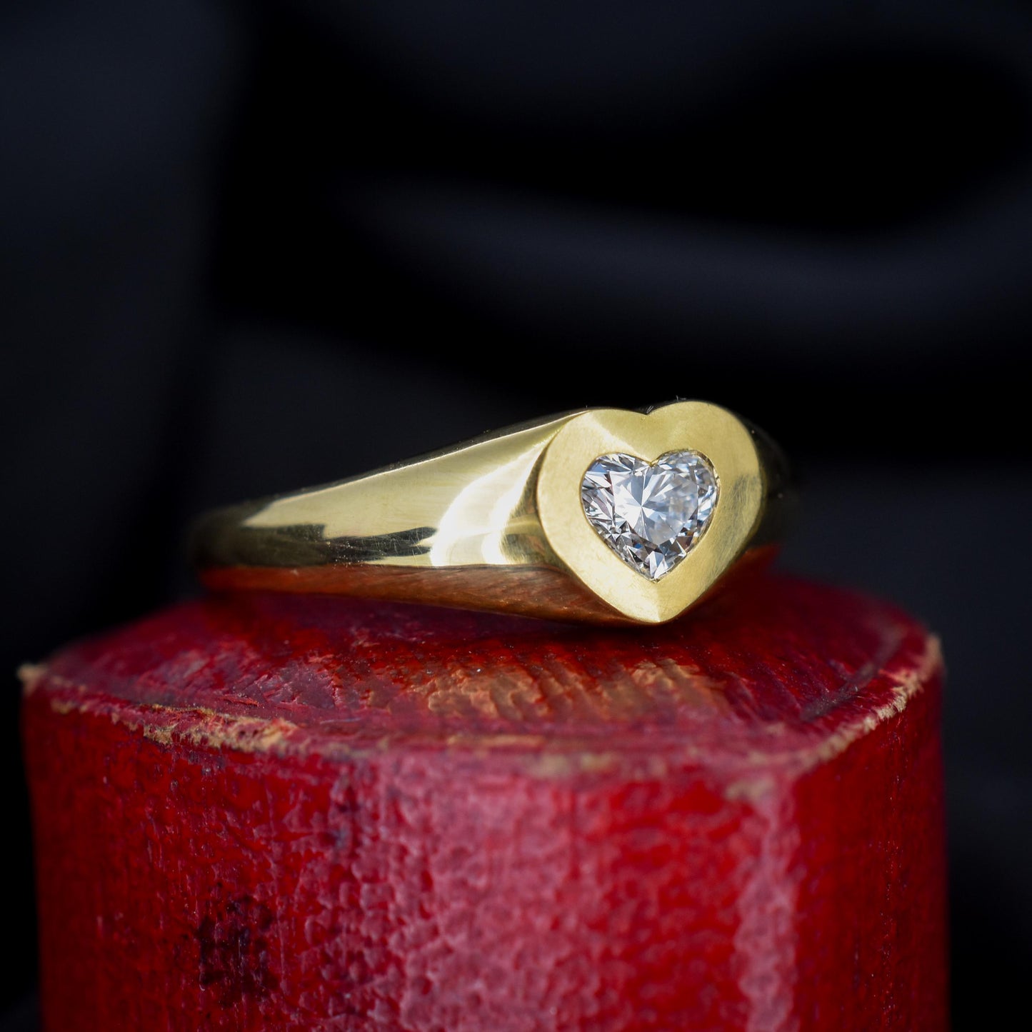 0.30ct Heart Cut Diamond 18ct Yellow Gold Gypsy Solitaire Ring