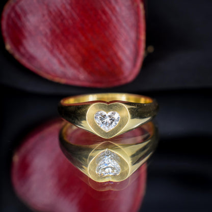 0.30ct Heart Cut Diamond 18ct Yellow Gold Gypsy Solitaire Ring