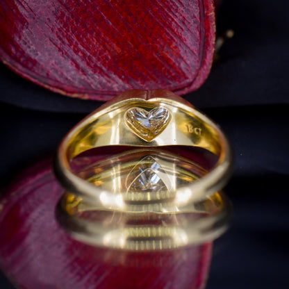 0.30ct Heart Cut Diamond 18ct Yellow Gold Gypsy Solitaire Ring