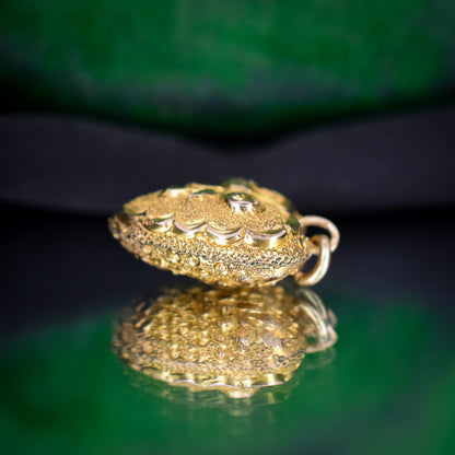 Antique Repousse 10ct Gold Heart Charm Pendant