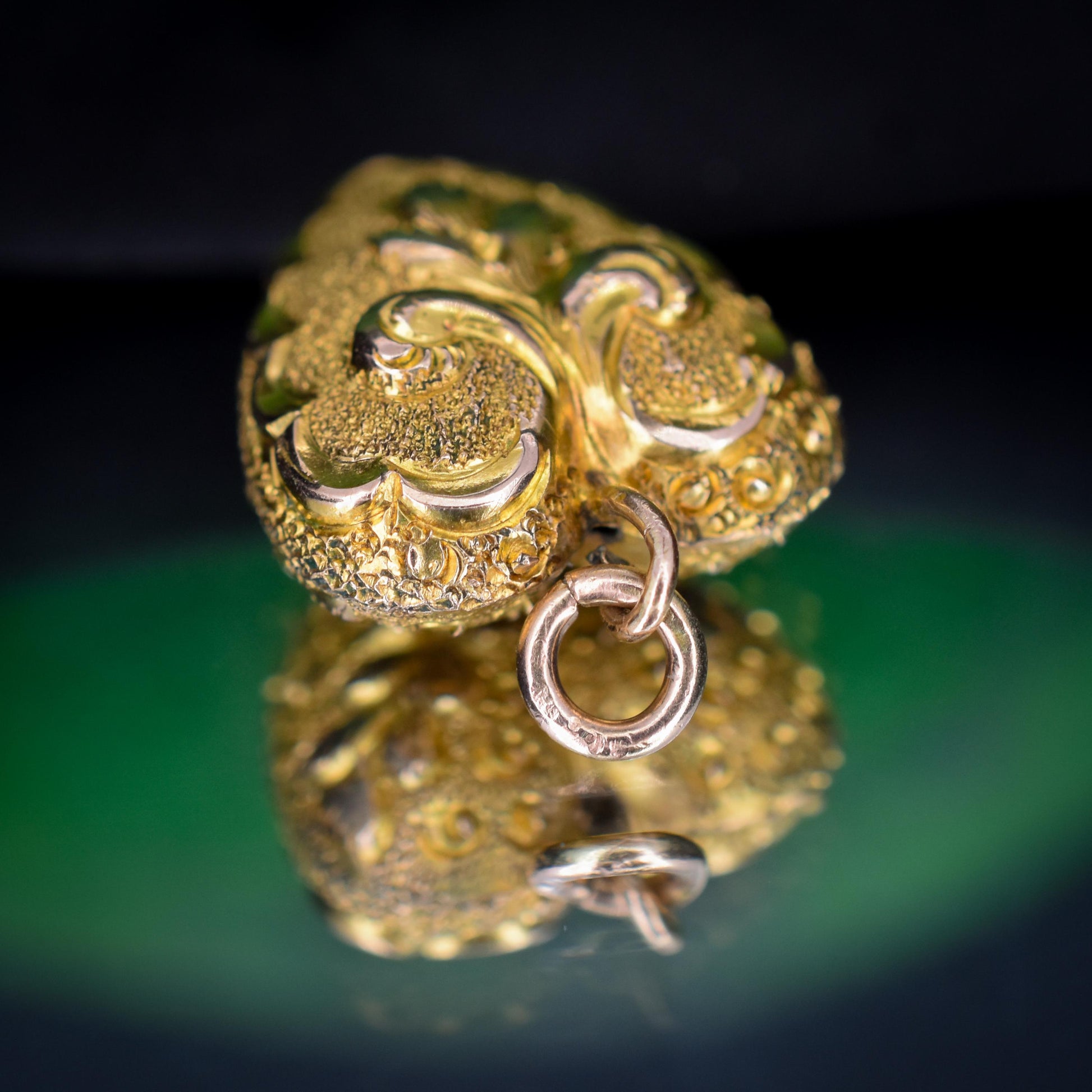 Antique Repousse 10ct Gold Heart Charm Pendant