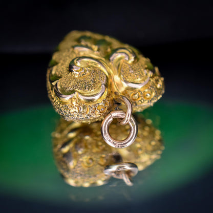 Antique Repousse 10ct Gold Heart Charm Pendant