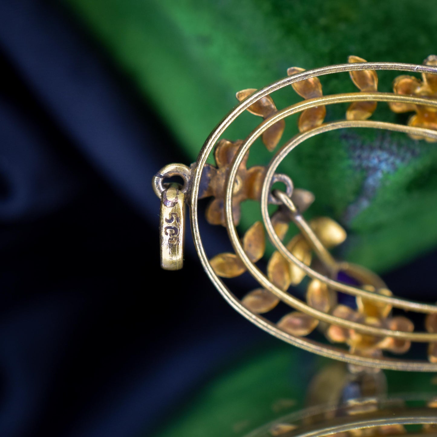 Antique Edwardian Amethyst Peridot and Pearl Gold Pendant | Suffragette