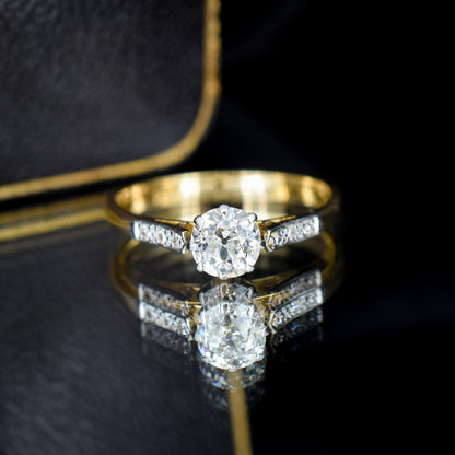 Antique 0.60 Old Cut Diamond 18ct Gold Platinum Solitaire Engagement Ring