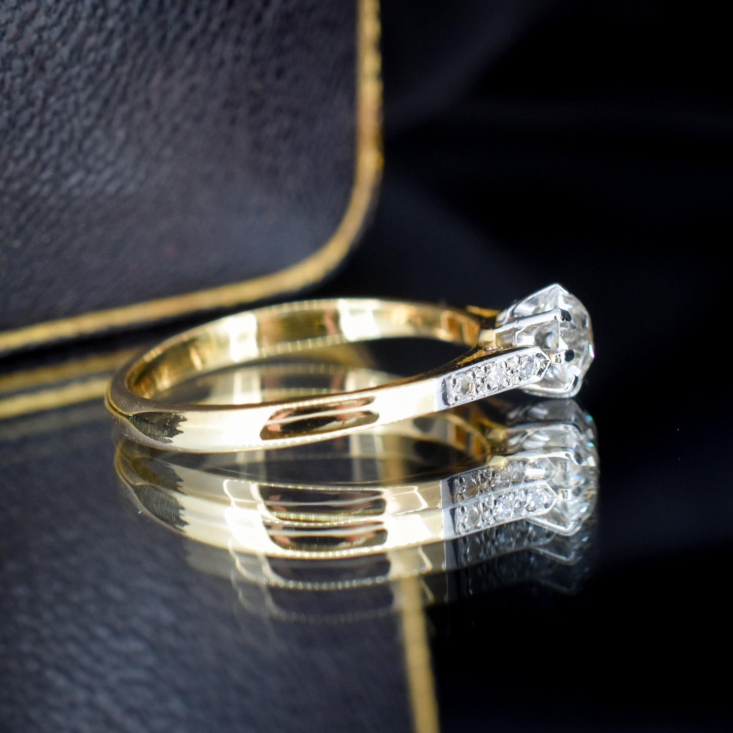 Antique 0.60 Old Cut Diamond 18ct Gold Platinum Solitaire Engagement Ring