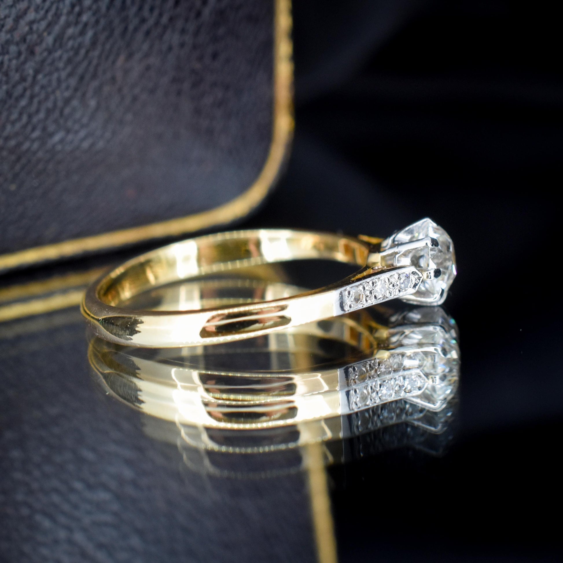 Antique 0.60 Old Cut Diamond 18ct Gold Platinum Solitaire Engagement Ring