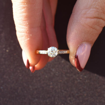 Antique 0.60 Old Cut Diamond 18ct Gold Platinum Solitaire Engagement Ring