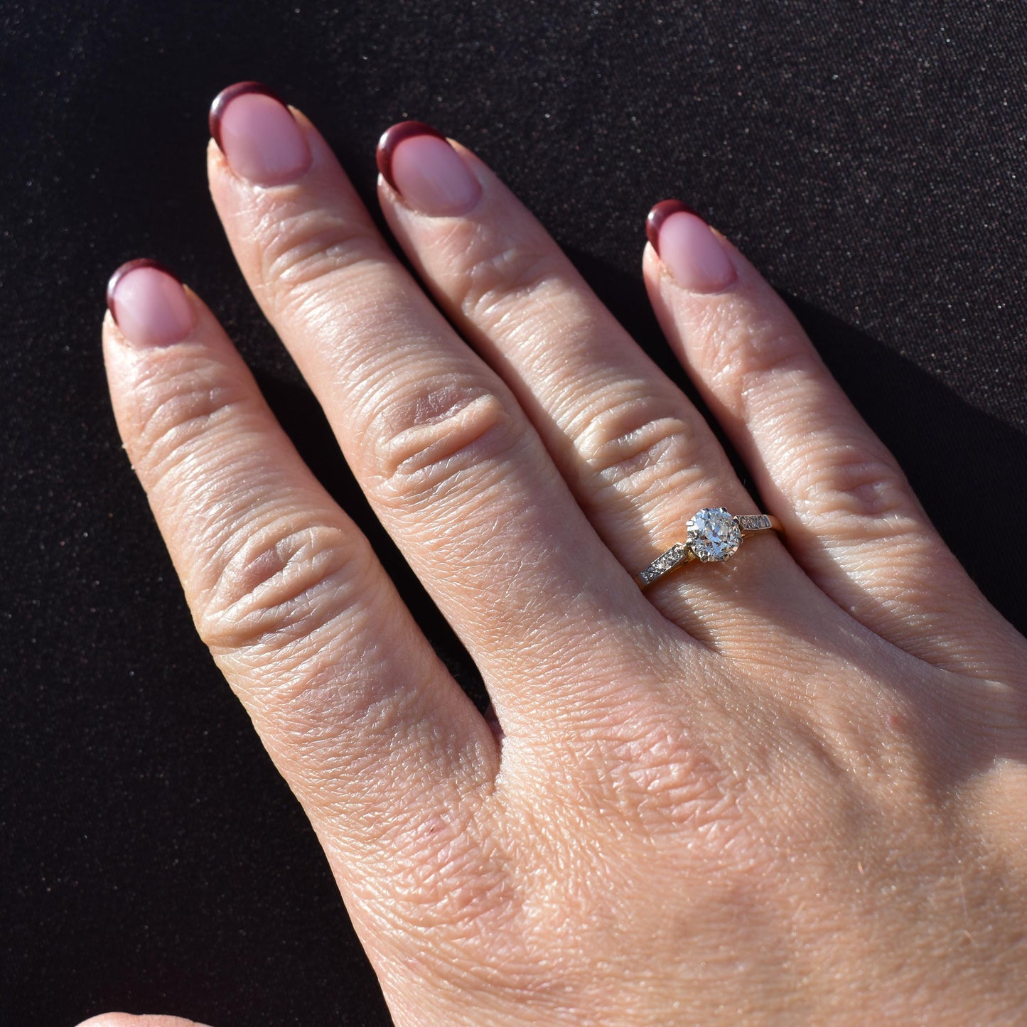 Antique 0.60 Old Cut Diamond 18ct Gold Platinum Solitaire Engagement Ring