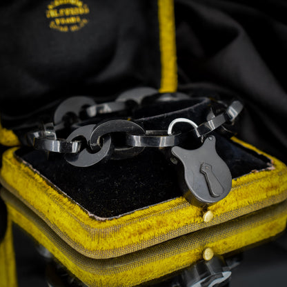 Antique Victorian Vulcanite Mariner Link Padlock Bracelet | 8"