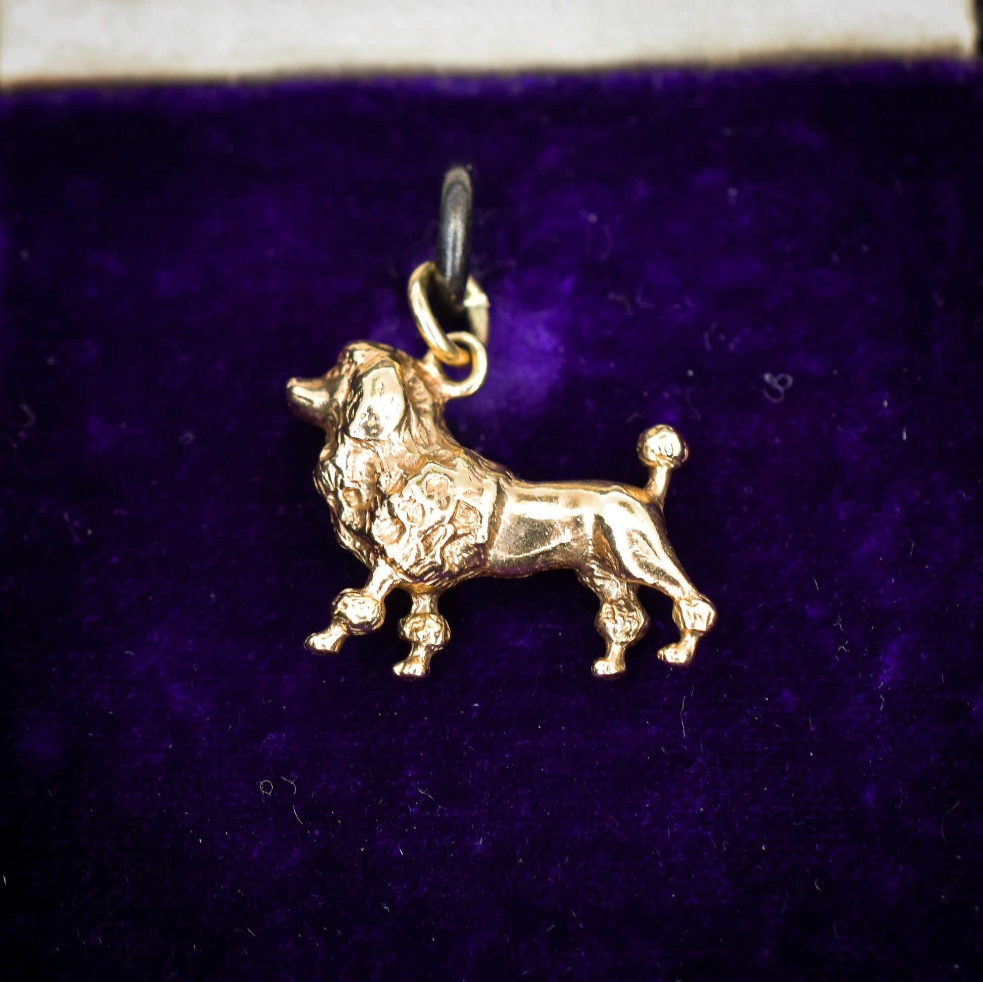 Vintage 9ct Gold Poodle Dog Charm Pendant - Birmingham 1966