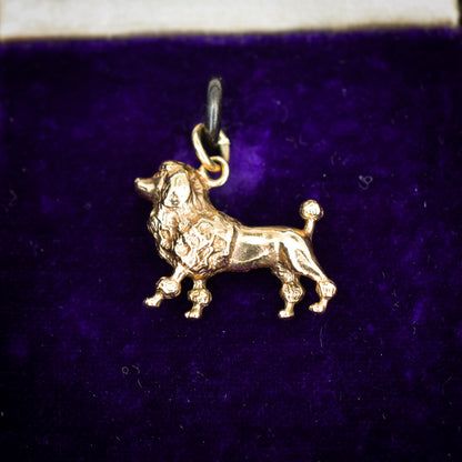 Vintage 9ct Gold Poodle Dog Charm Pendant - Birmingham 1966