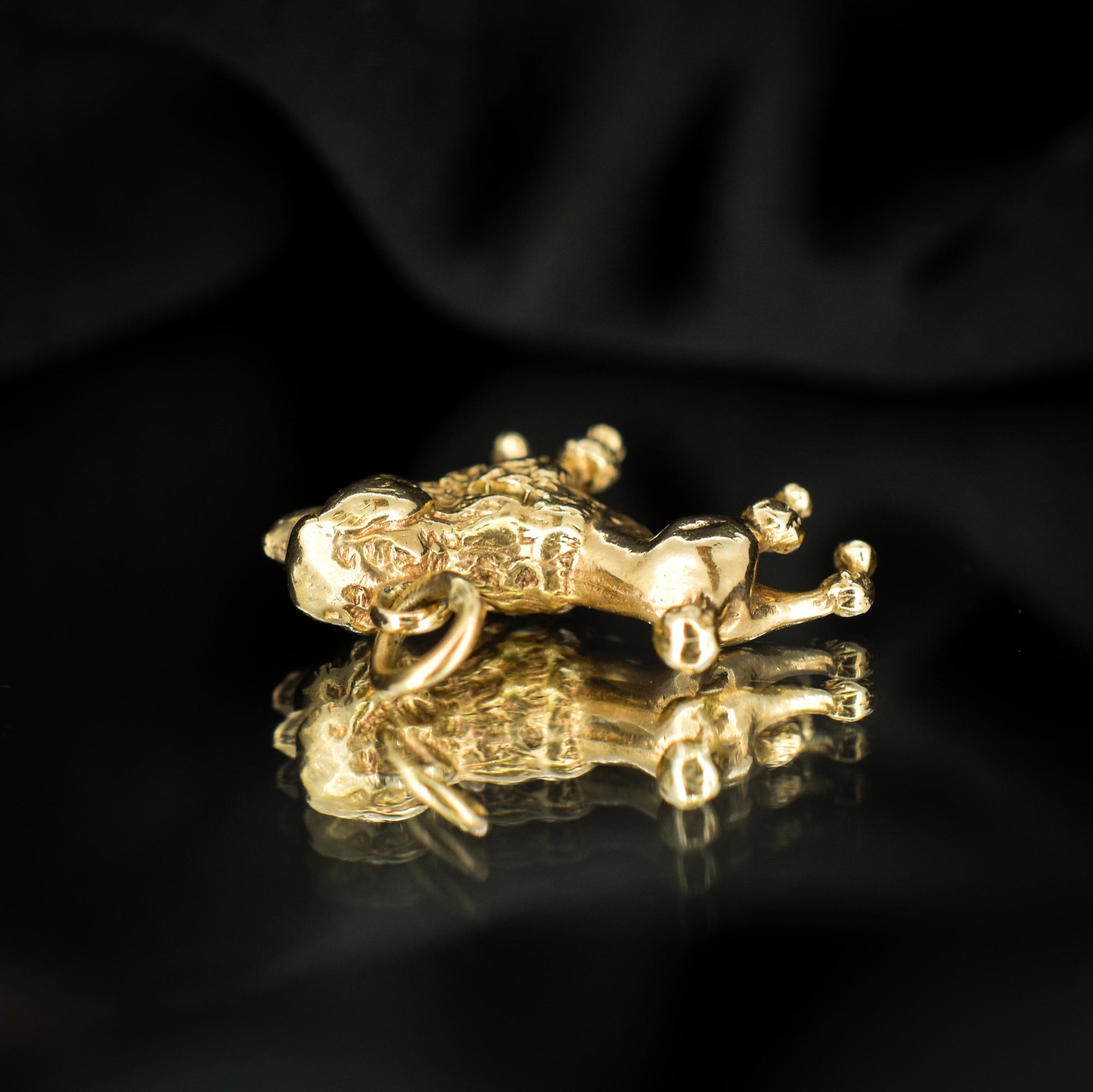Vintage 9ct Gold Poodle Dog Charm Pendant - Birmingham 1966