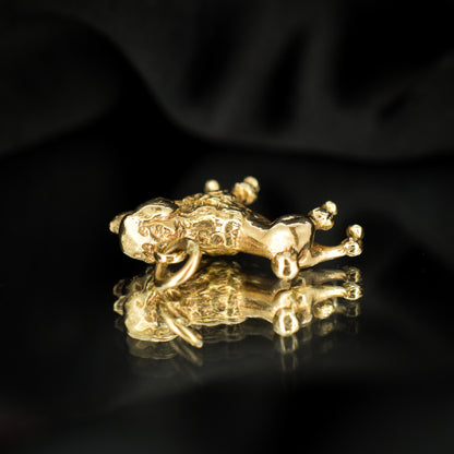 Vintage 9ct Gold Poodle Dog Charm Pendant - Birmingham 1966