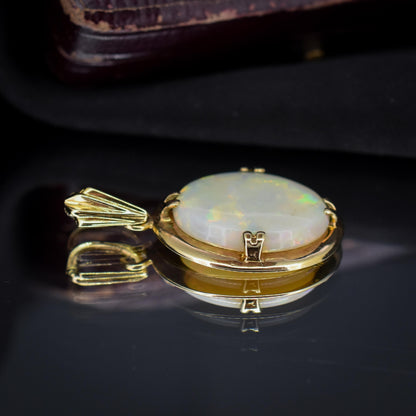 Vintage Natural Opal Gold Oval Pendant Charm