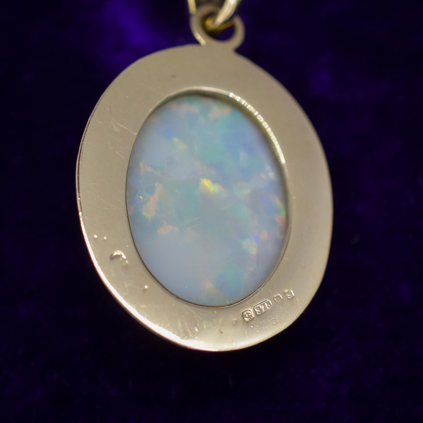Vintage Natural Opal Gold Oval Pendant Charm