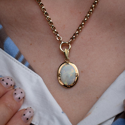 Vintage Natural Opal Gold Oval Pendant Charm