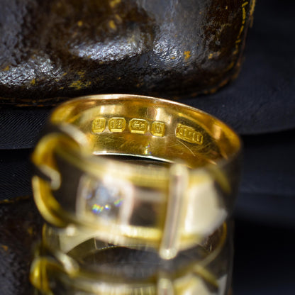 Antique '1881' Heavy Old Cut Diamond Buckle 18ct Gold Ring Band