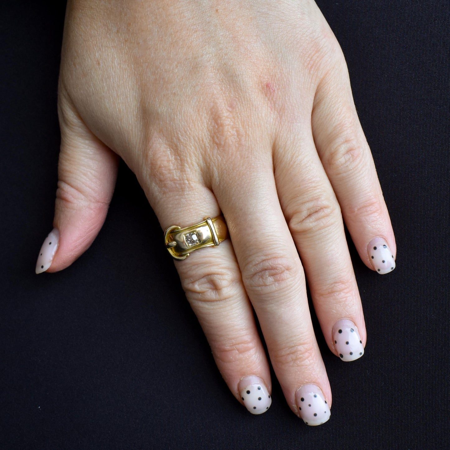 Antique '1881' Heavy Old Cut Diamond Buckle 18ct Gold Ring Band