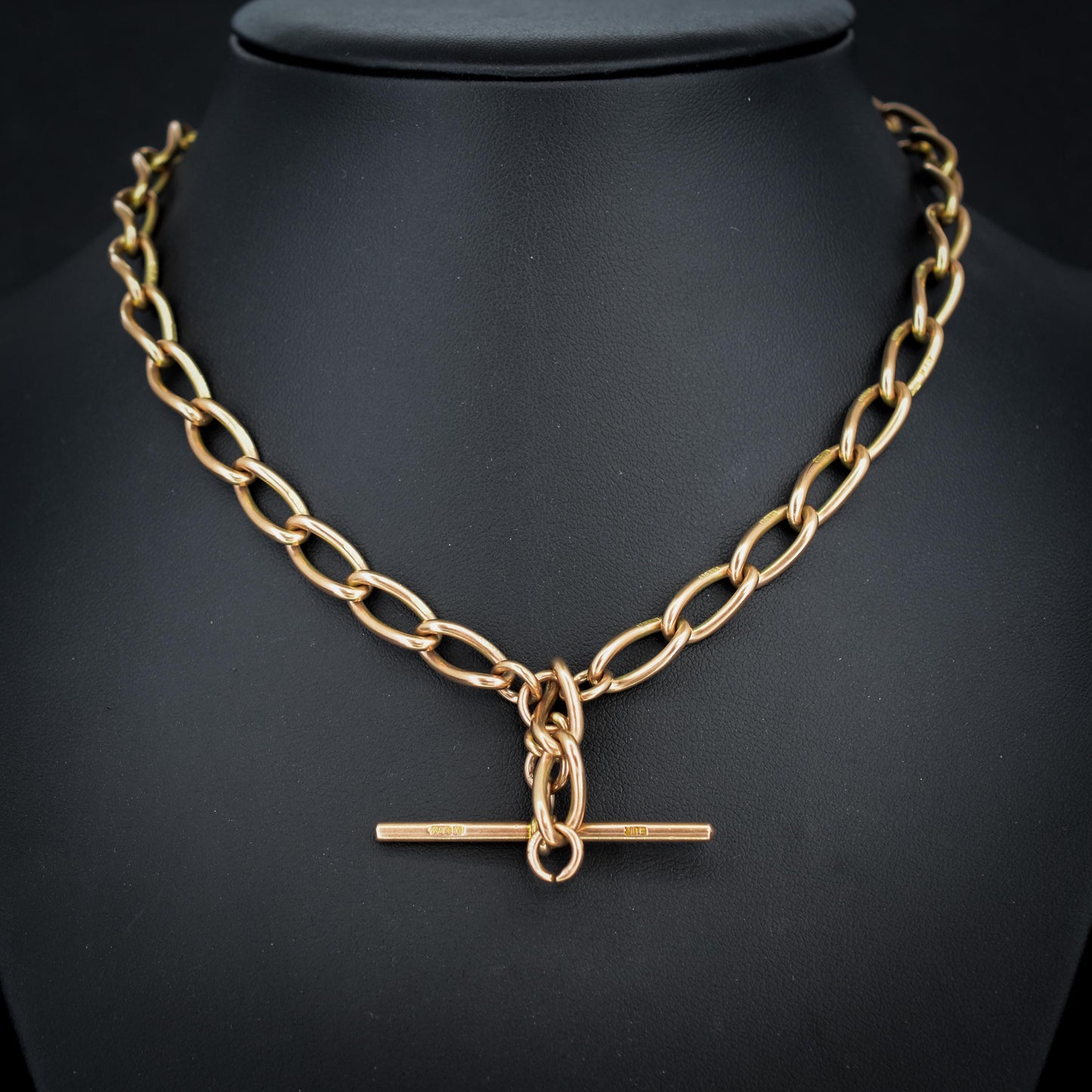 Antique 9ct Gold Oval Link Albert Watch Chain Necklace | 15.5" | Chester 1923