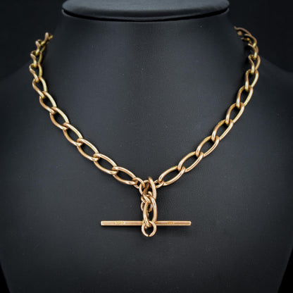 Antique 9ct Gold Oval Link Albert Watch Chain Necklace | 15.5" | Chester 1923