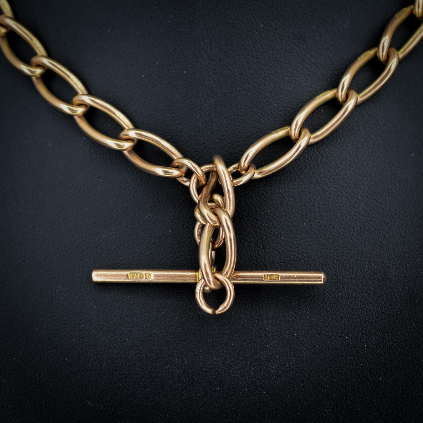 Antique 9ct Gold Oval Link Albert Watch Chain Necklace | 15.5" | Chester 1923