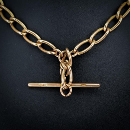 Antique 9ct Gold Oval Link Albert Watch Chain Necklace | 15.5" | Chester 1923