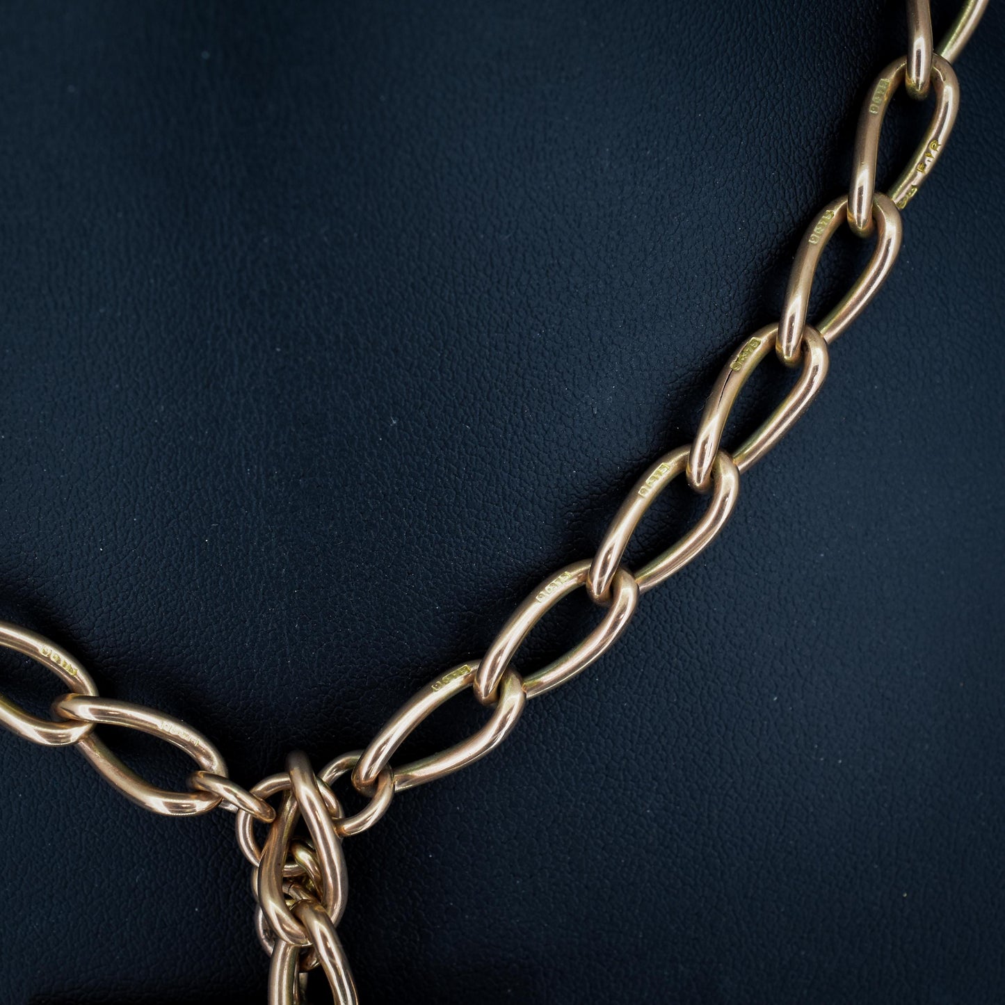 Antique 9ct Gold Oval Link Albert Watch Chain Necklace | 15.5" | Chester 1923