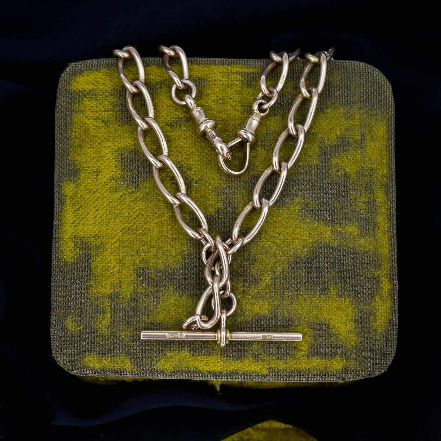 Antique 9ct Gold Oval Link Albert Watch Chain Necklace | 15.5" | Chester 1923