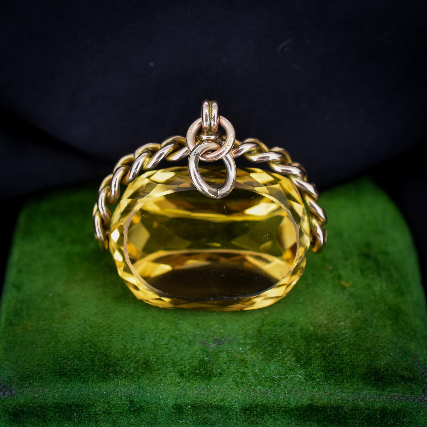 Antique Victorian Heavy Citrine Spinning Swivel Fob Gold Charm Pendant