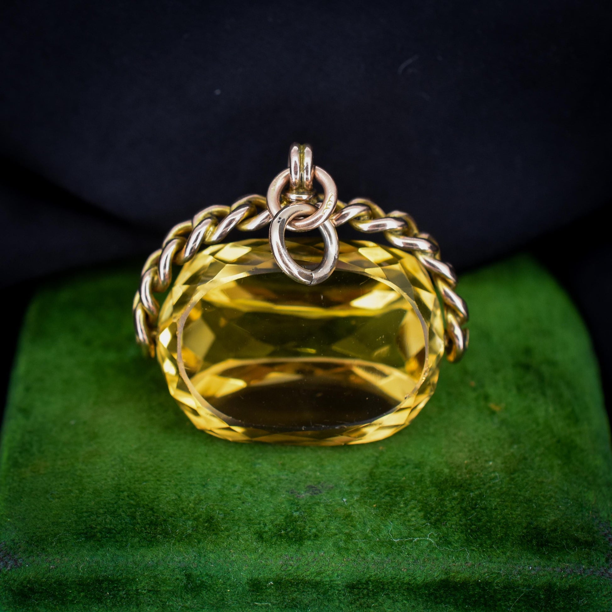 Antique Victorian Heavy Citrine Spinning Swivel Fob Gold Charm Pendant