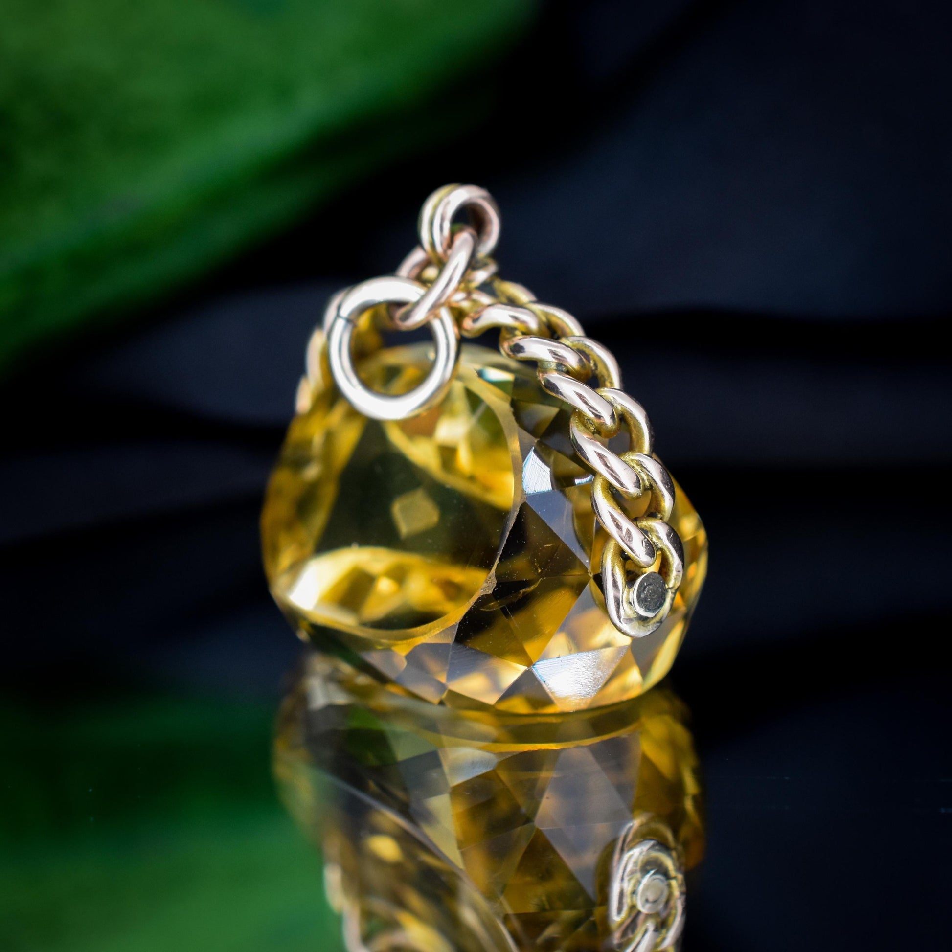 Antique Victorian Heavy Citrine Spinning Swivel Fob Gold Charm Pendant