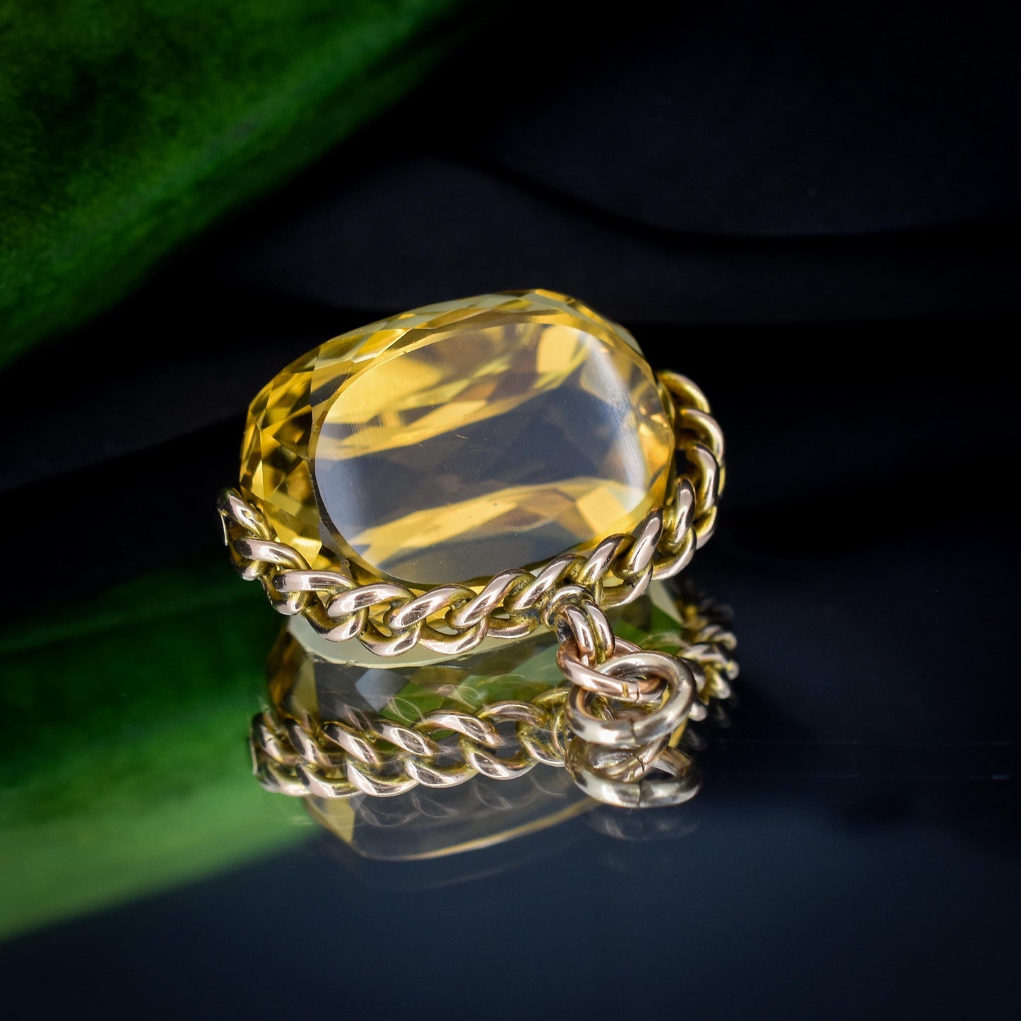 Antique Victorian Heavy Citrine Spinning Swivel Fob Gold Charm Pendant