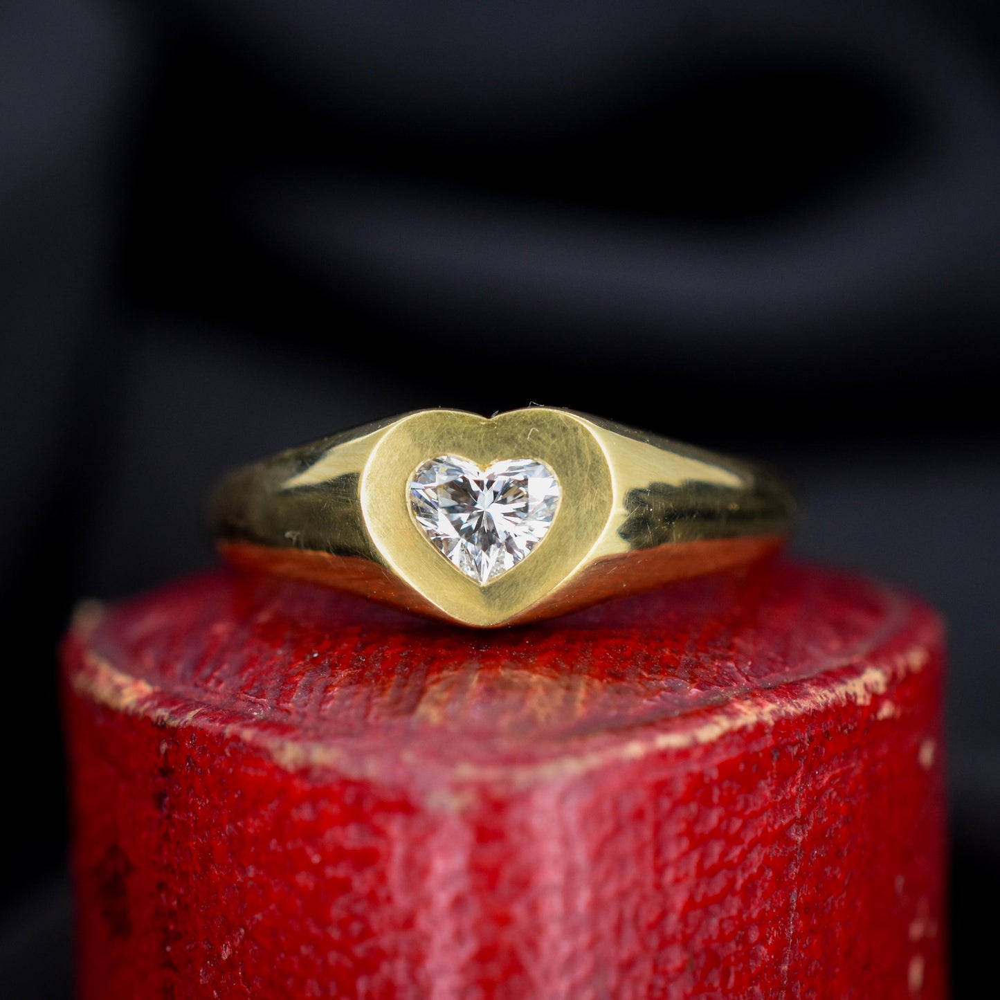 0.30ct Heart Cut Diamond 18ct Yellow Gold Gypsy Solitaire Ring