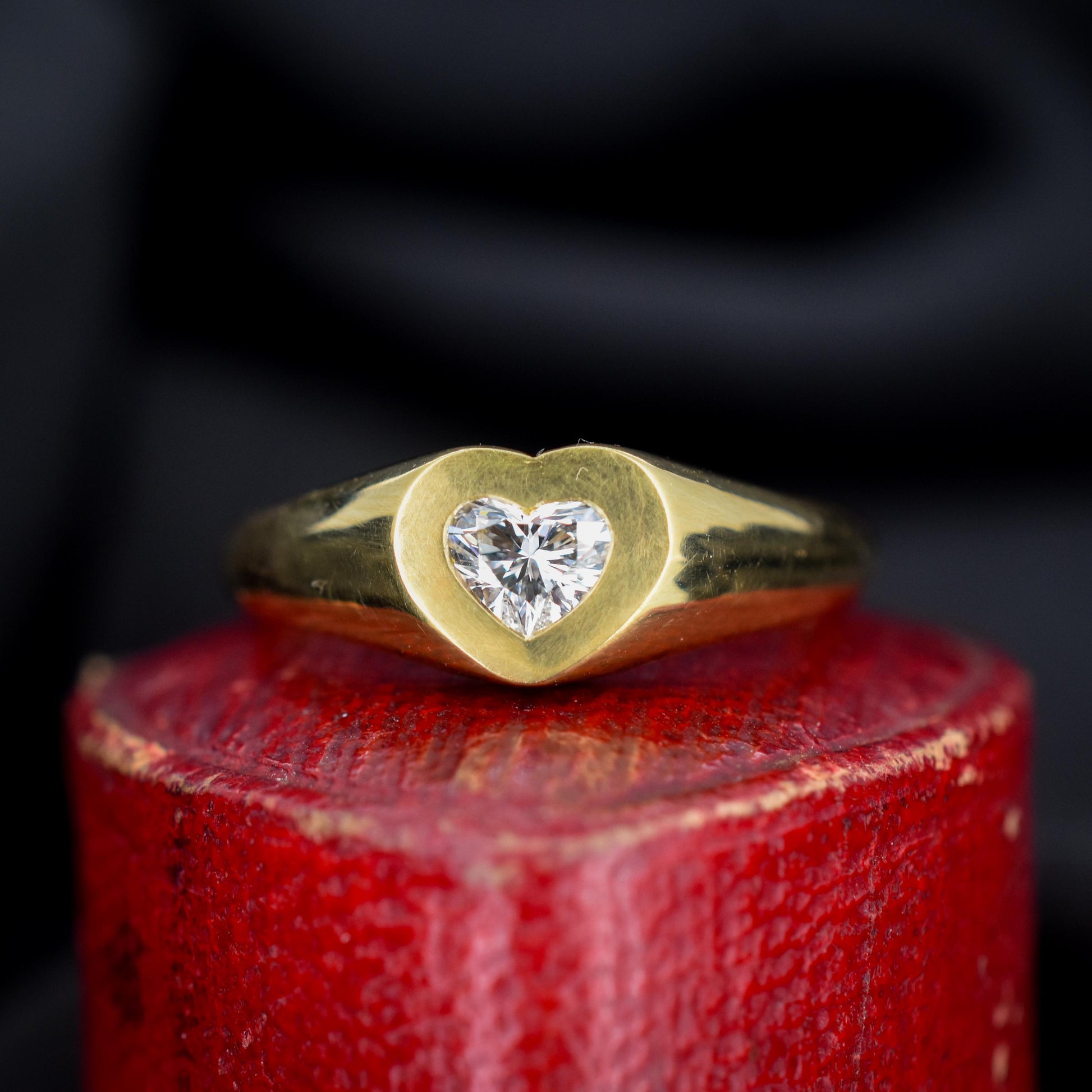 0.30ct Heart Cut Diamond 18ct Yellow Gold Gypsy Solitaire Ring