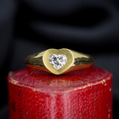 0.30ct Heart Cut Diamond 18ct Yellow Gold Gypsy Solitaire Ring