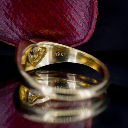 0.30ct Heart Cut Diamond 18ct Yellow Gold Gypsy Solitaire Ring