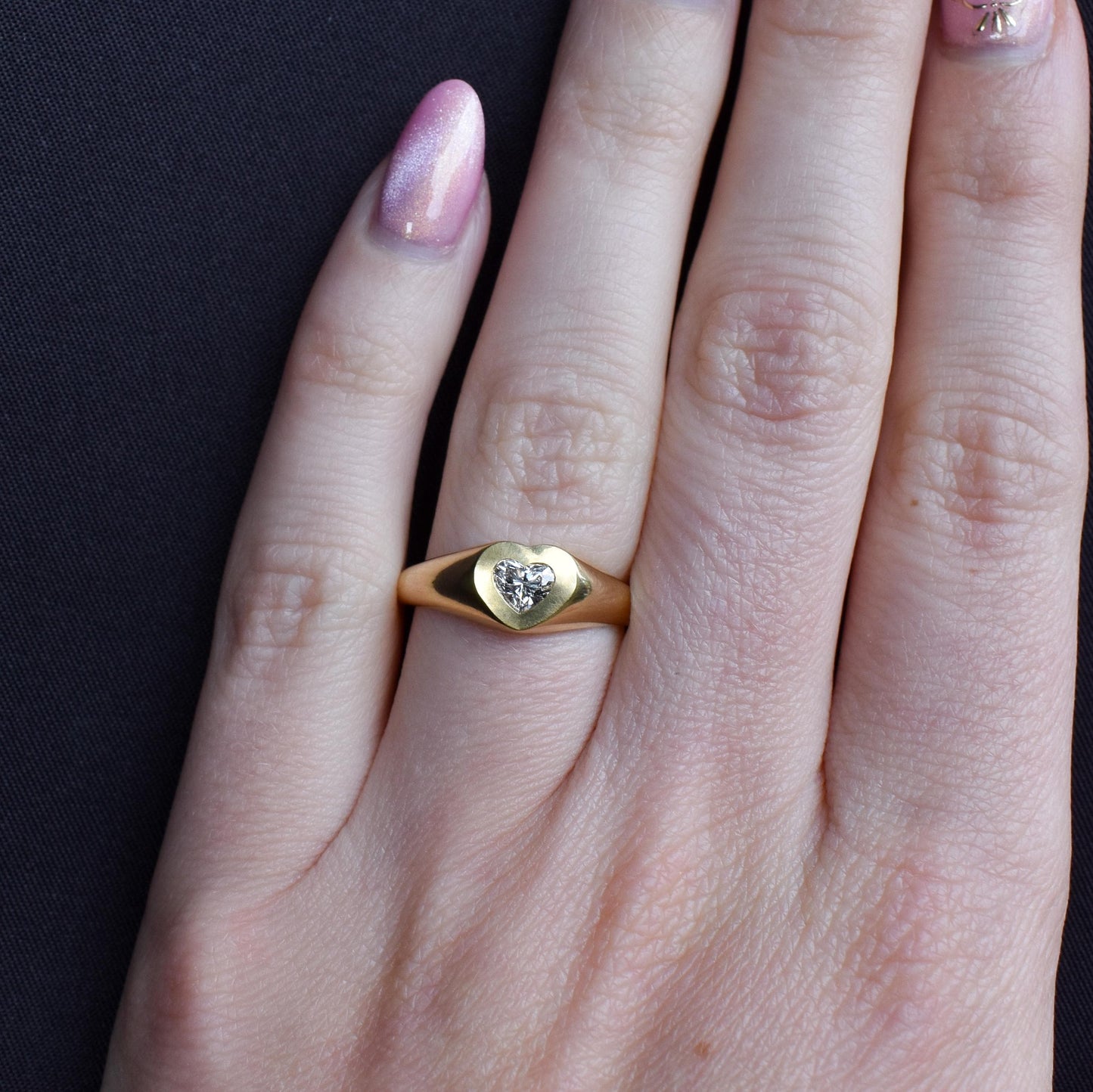 0.30ct Heart Cut Diamond 18ct Yellow Gold Gypsy Solitaire Ring