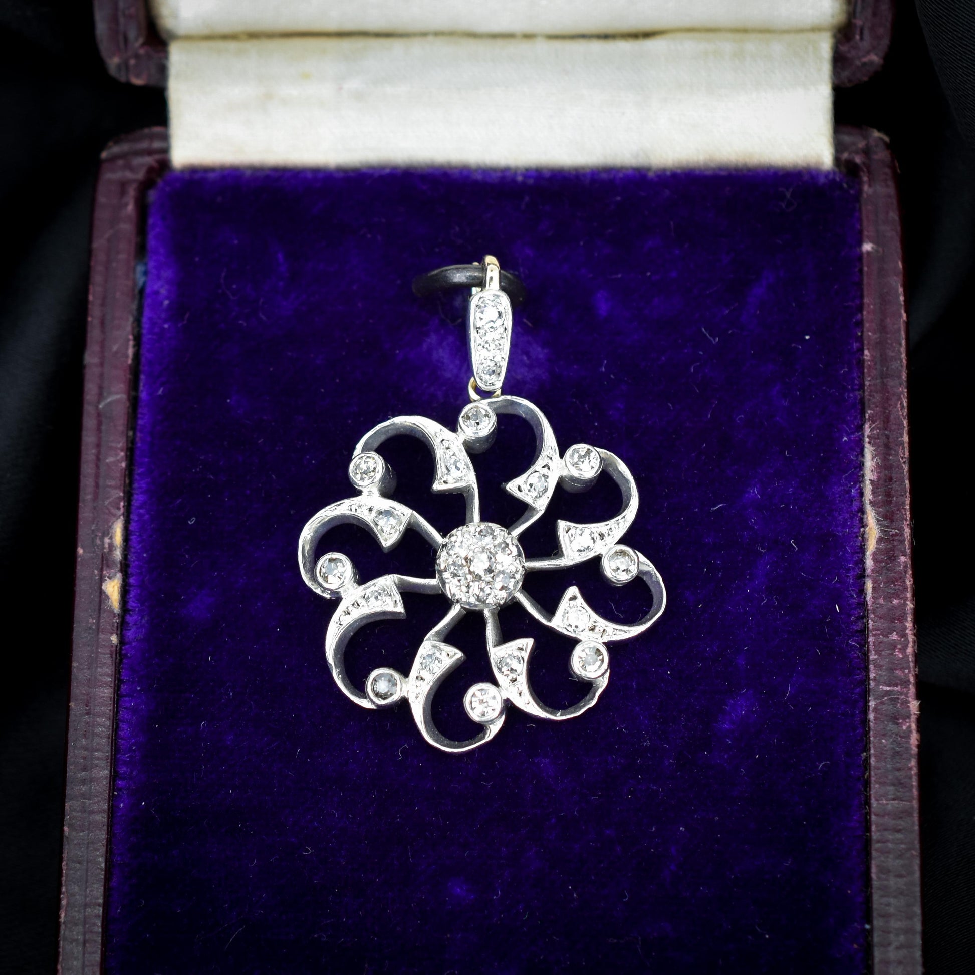 Antique Victorian Old Cut Diamond Snowflake Gold Pendant