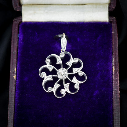 Antique Victorian Old Cut Diamond Snowflake Gold Pendant