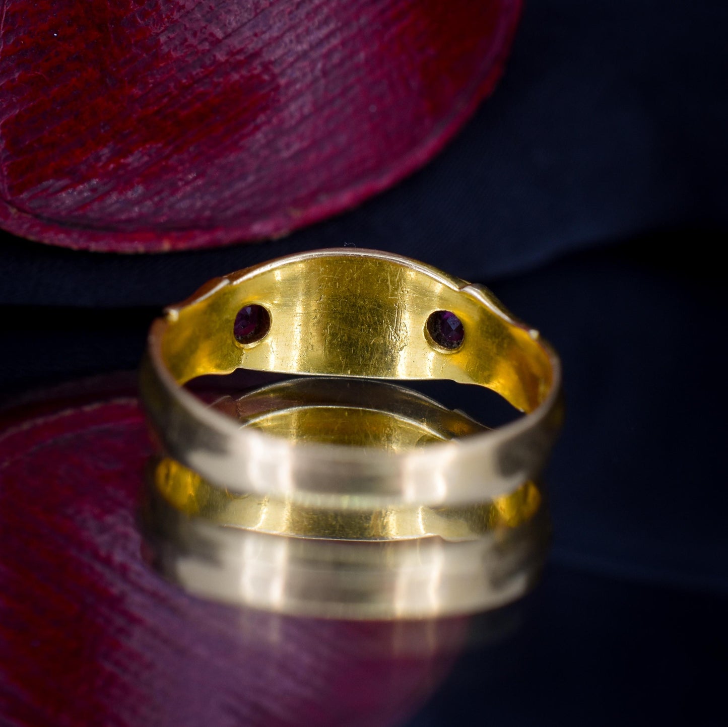 Antique Victorian Ruby and Pearl 18ct Gold Band Ring - Chester 1898