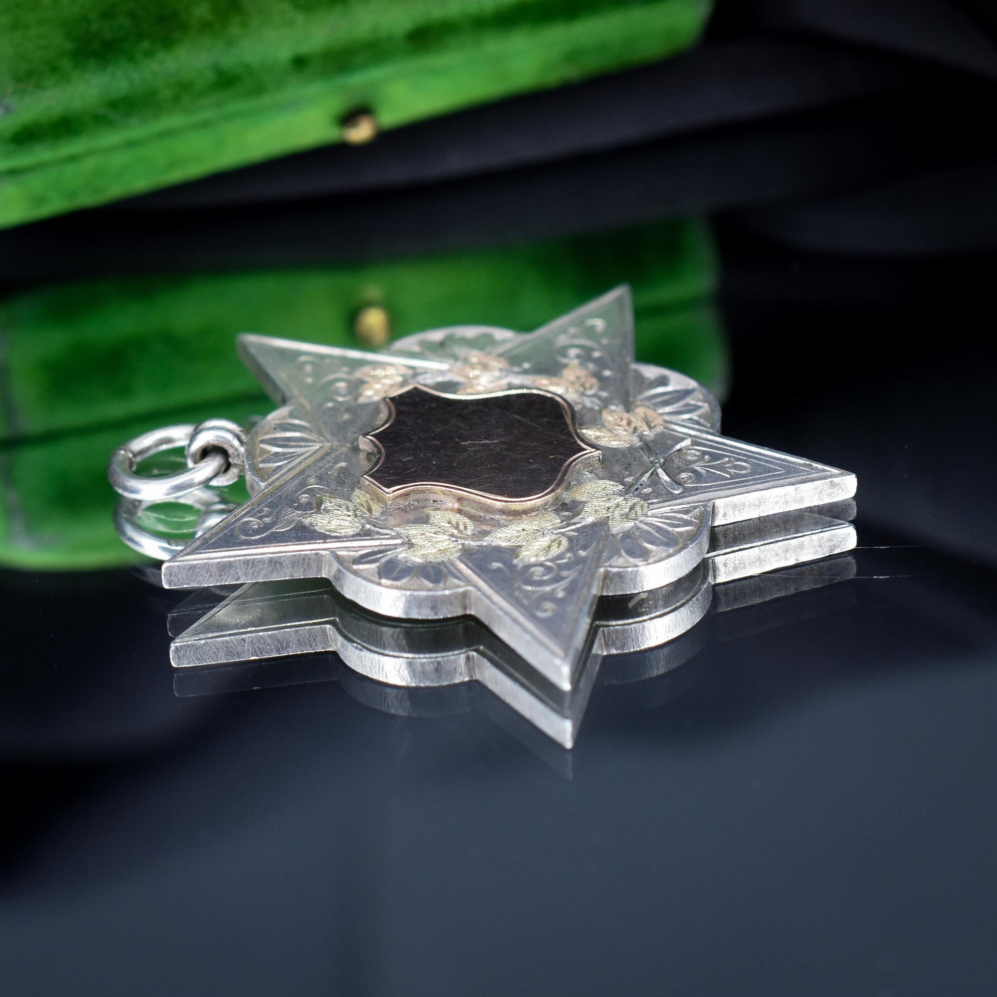 Antique Victorian '1898' Gold Silver Star Medal Pendant