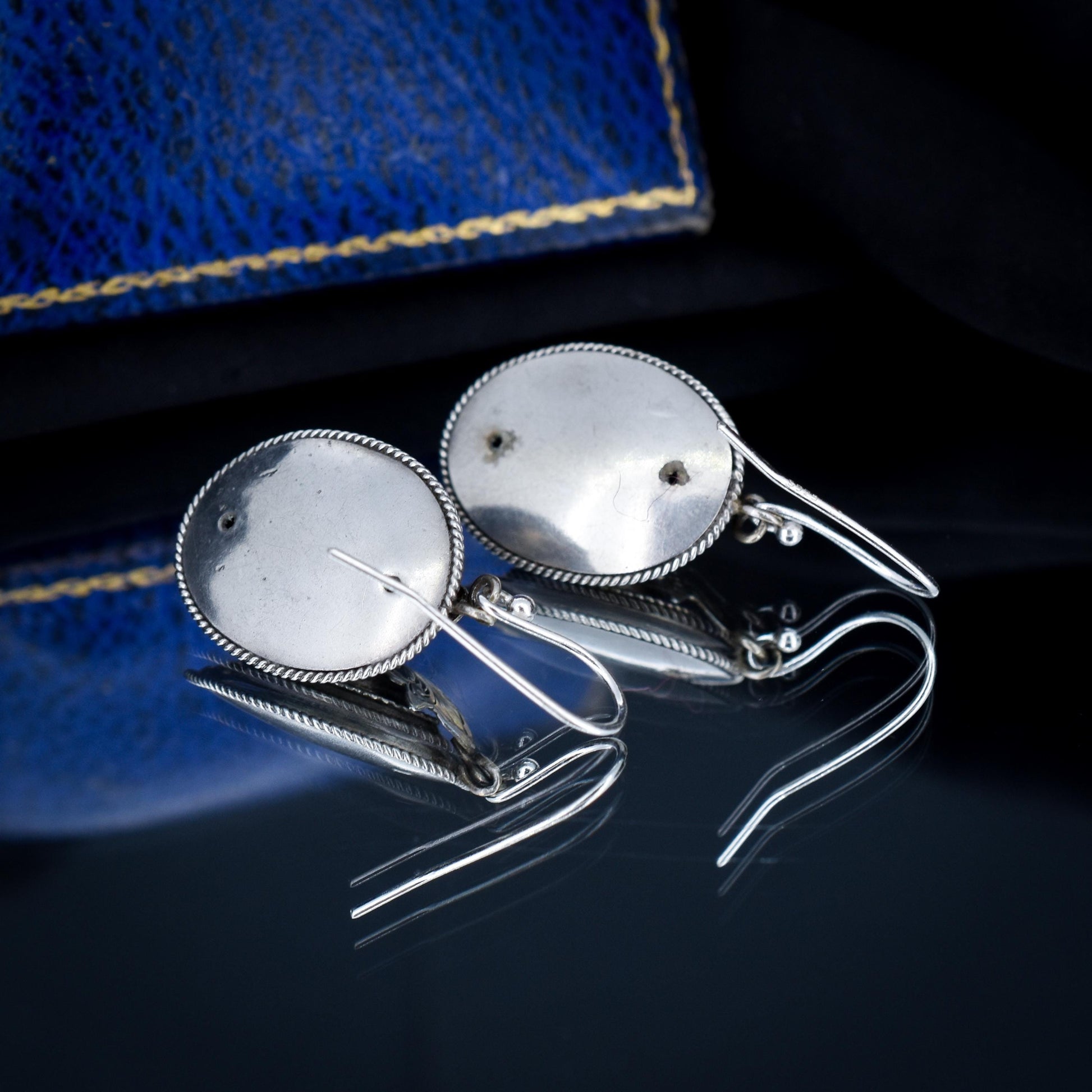 Antique Victorian Oval Silver Aesthetic Drop Dangle Earrings