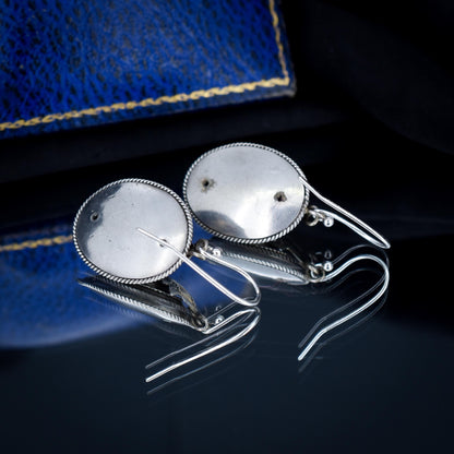 Antique Victorian Oval Silver Aesthetic Drop Dangle Earrings